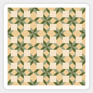 Cream and Green West Virginia Patchwork Pattern Sticker